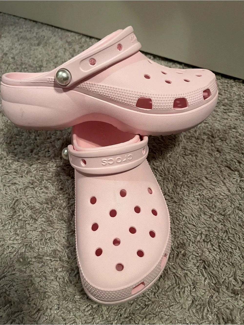 CROCS Classic Clog Platform “Pink Milk” with Pearl strap